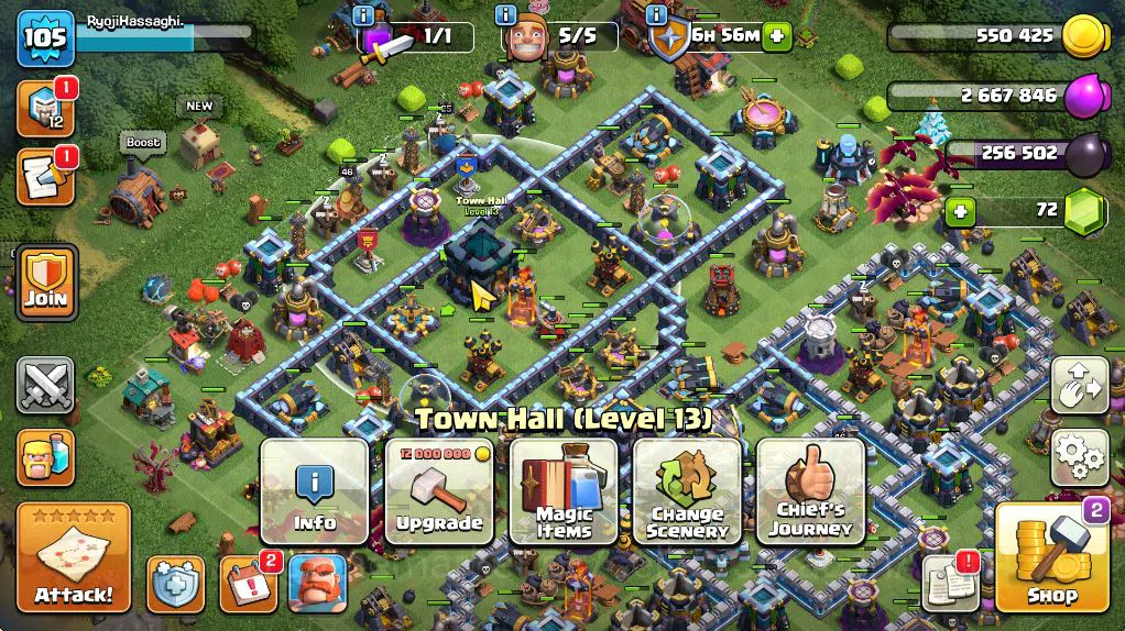 Clash of Clans Mid-Tier TH 13 - BH 6|Limited Skin|LV 105|HH 7|BK 46,AQ 46, image 1