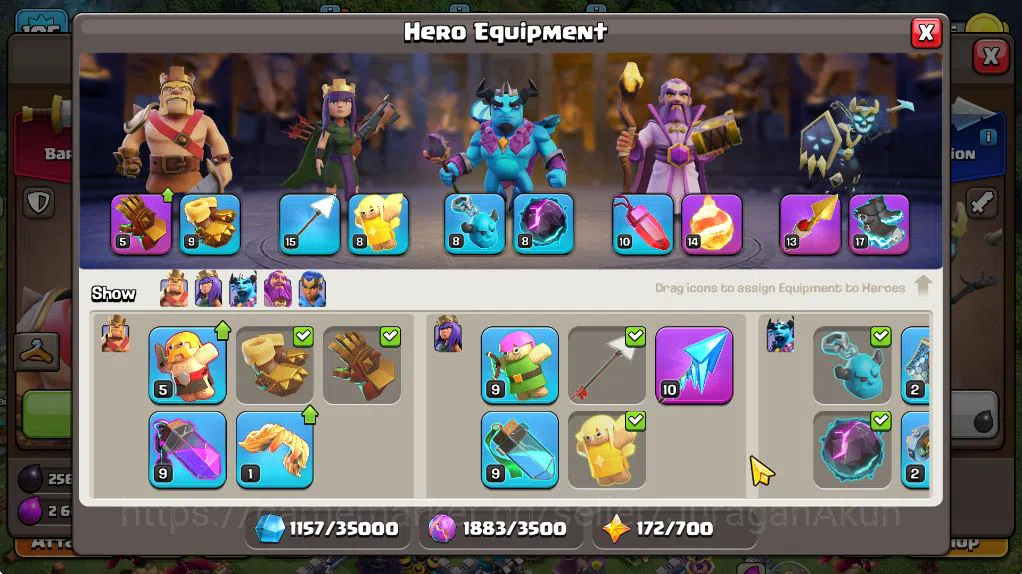 Clash of Clans Accounts Mid-Tier TH 13 - BH 6|Limited Skin|LV 105|HH 7|BK 46,AQ 46,GW 32,MP 43,RC 25|CN OFF|Protect ON|TAKE 5