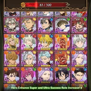 The Seven Deadly Sins: Grand Cross Accounts Endgame Global|2.43M Power |4lr 5 ur, Ultimate Escanor, Chaos Arthur, Tyr, Mael