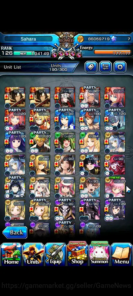 Grand Summoners Accounts Global|Rank 126|1 Sp.Art+93 RGB|34 Ascend|[Inumuta image 2
