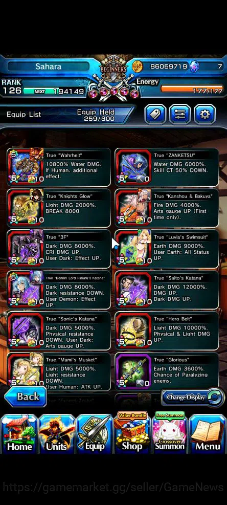 Grand Summoners Accounts Global|Rank 126|1 Sp.Art+93 RGB|34 Ascend|[Inumuta image 3