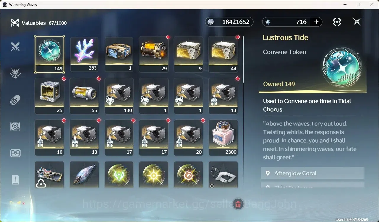 Wuthering Waves Accounts Starter EU|UL 49|Rank 5|1 Char Limited[Yangyang:Xuanling Rc4]+Sign|716 Astrite|Mc Female | TakeMail 14