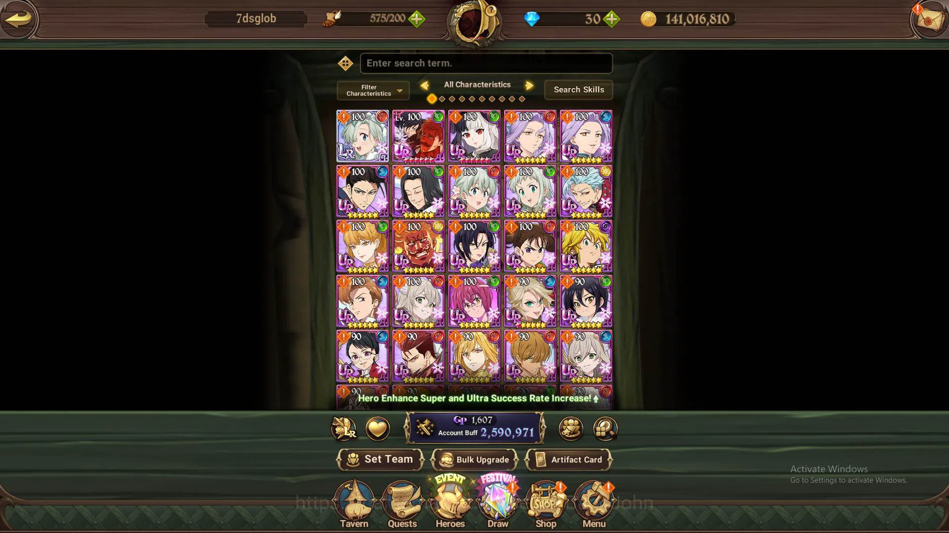 The Seven Deadly Sins: Grand Cross Accounts Others GLOBAL|2.5M CC|1LR Elizabeth|UR MerEsca,Freyja,Ludociel,Salos,etc|Full 8