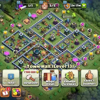Clash of Clans Accounts High-End LV 121|TH 13-BH 9|HH 7|Limited Skin|BK 50,AQ 68,GW 40,MP 40,RC 16|BM 15\BC 23|1243 Gems|CN