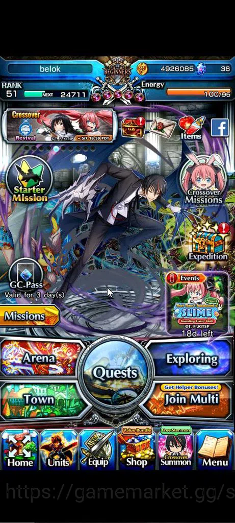 Grand Summoners Accounts Global|Rank 38|4 Ascend+3 TW|(Dablo,Shizu,Veldora) image 1