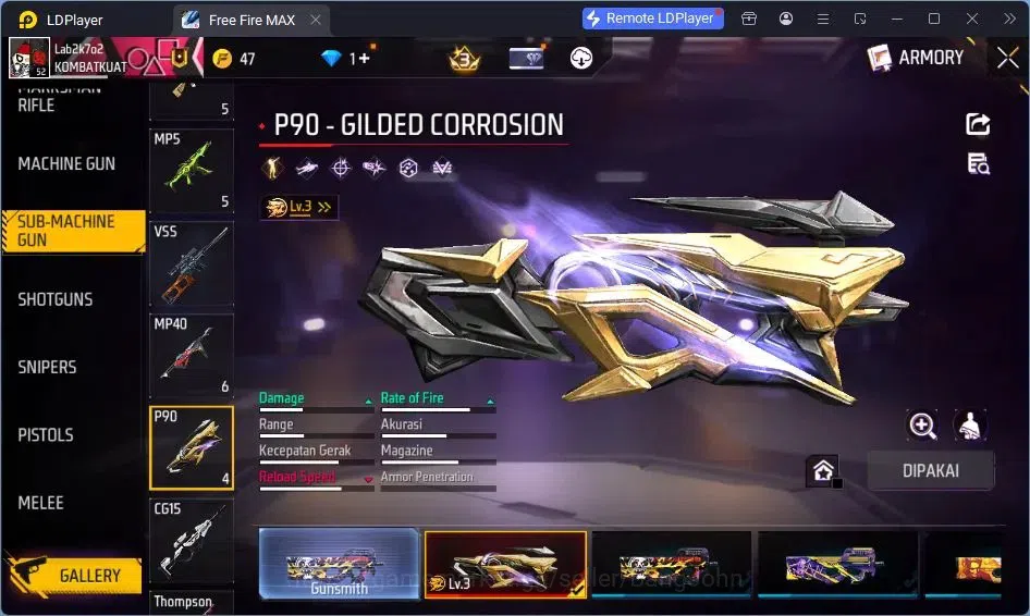 Free Fire Accounts Indonesia | Vault 93 | EVO SG-STERLING | EVO-P90 G image 3