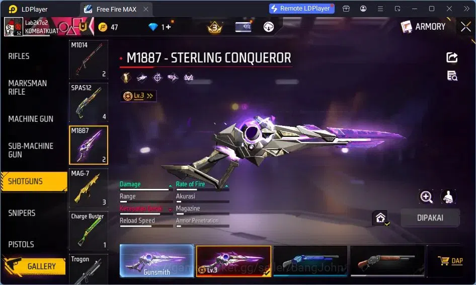 Free Fire Accounts Indonesia | Vault 93 | EVO SG-STERLING | EVO-P90 G image 4