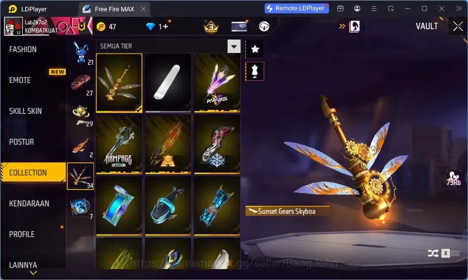 Free Fire Accounts Indonesia | Vault 93 | EVO SG-STERLING | EVO-P90 G image 8