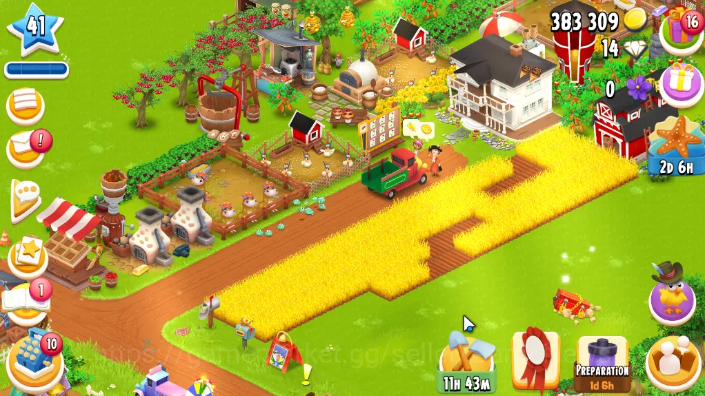 Hay Day Accounts Level 41| Barn Storage 1100 + Silo Storage 650 | 383k Coins,14 Dm |CN ON|Log Supercell ID|Take Email|Check 3