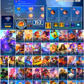 Mobile Legends: Bang Bang Accounts #4432 153 Skins | Floryn Fluffy Dream (SANRIO) | Karina Leona (KOF) | Cyclops SpongeBob