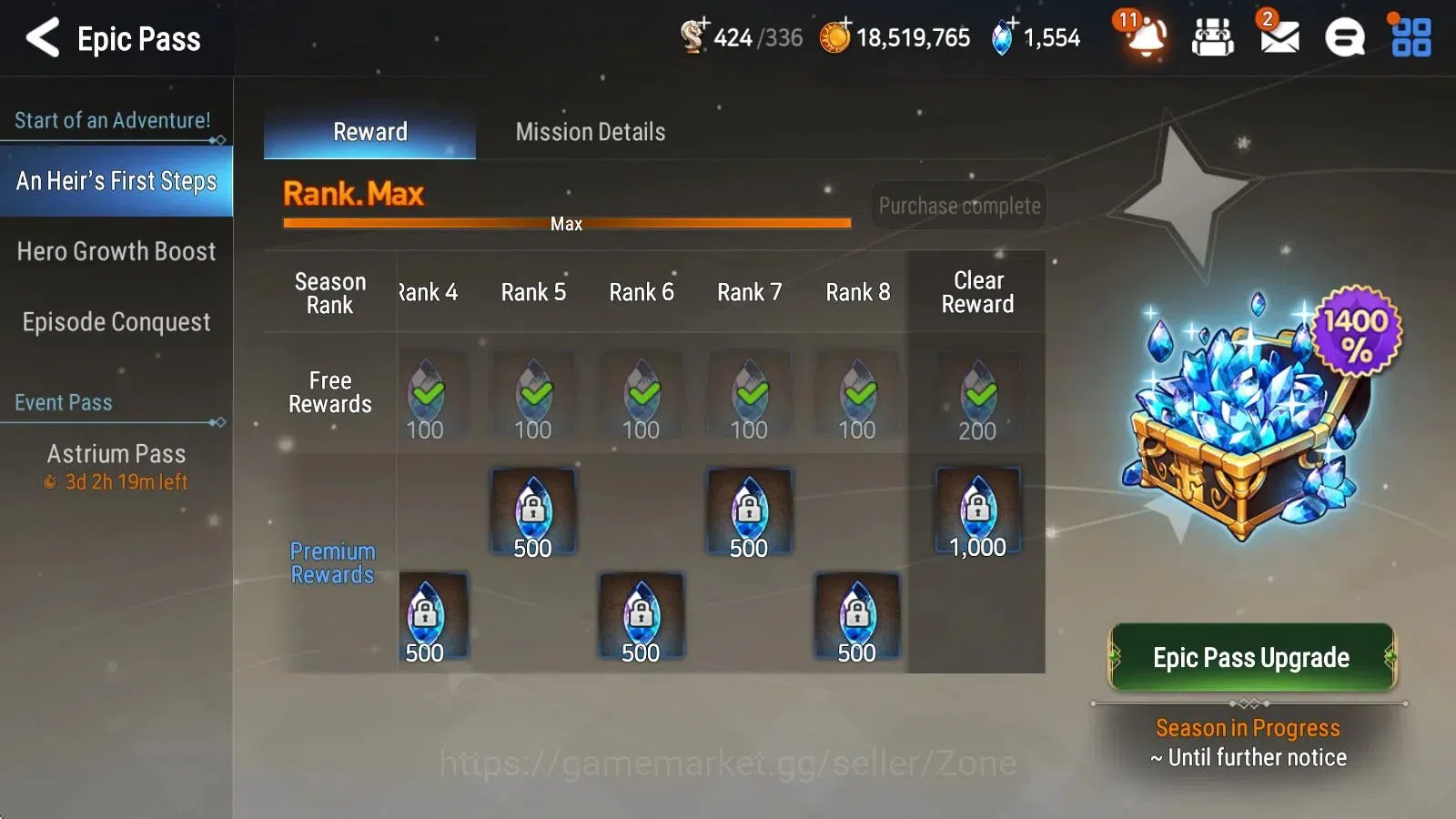 Epic Seven Accounts High-End ASIA|40 ML (TA Coli, A. Ludwig, CM Laika Etc.)|PoH ON|SS 1.5K|Automaton Tower Conquered, Abyss 10