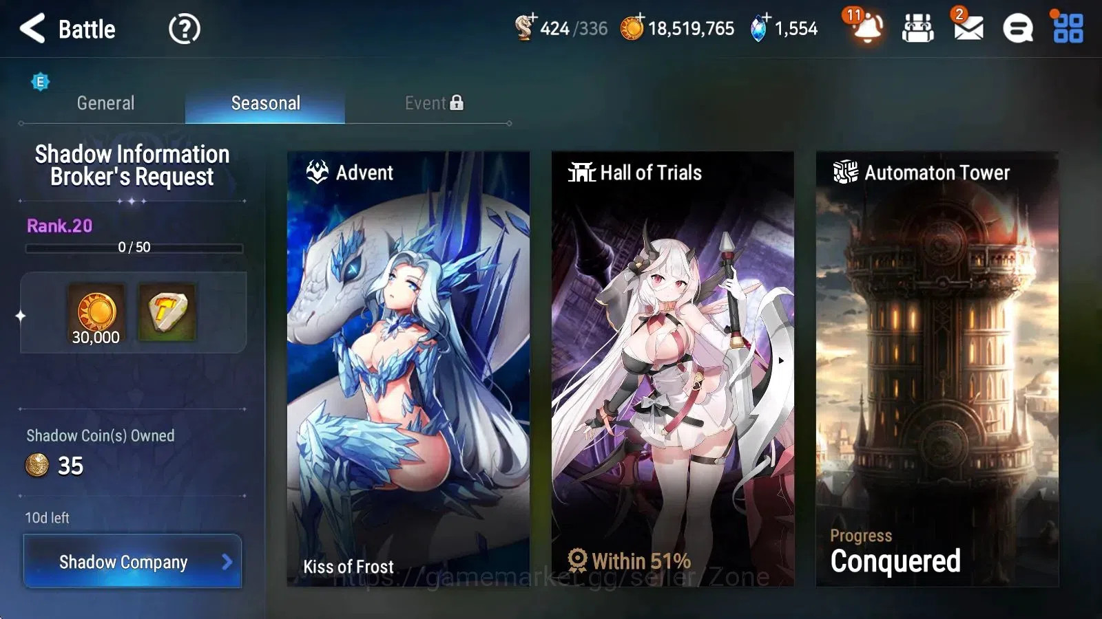 Epic Seven Accounts High-End ASIA|40 ML (TA Coli, A. Ludwig, CM Laika Etc.)|PoH ON|SS 1.5K|Automaton Tower Conquered, Abyss 11