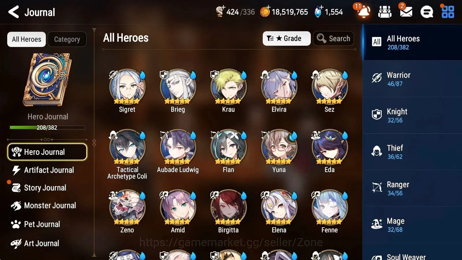 Epic Seven Accounts High-End ASIA|40 ML (TA Coli, A. Ludwig, CM Laika Etc.)|PoH ON|SS 1.5K|Automaton Tower Conquered, Abyss 18