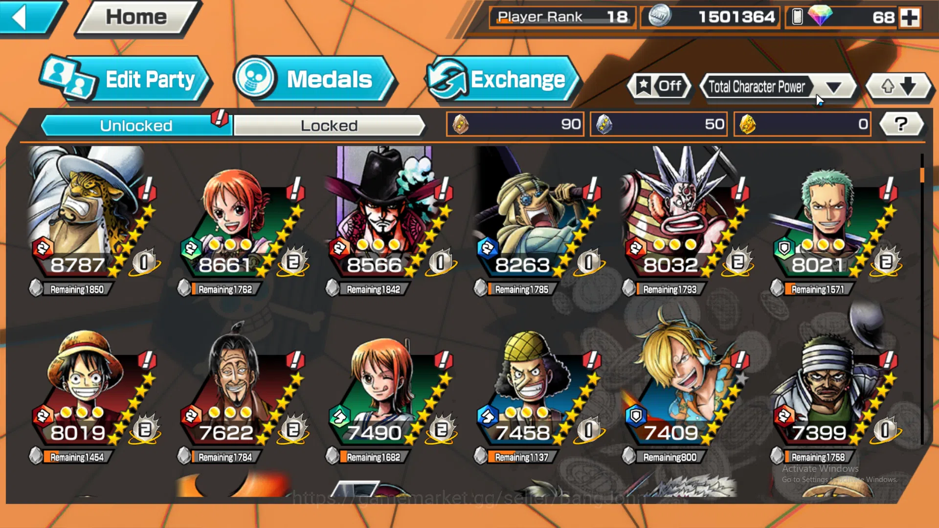One Piece Bounty Rush Accounts GLOBAL | MAX 6 | EX 2 | GP Roger, LH D. garp, Capt image 10