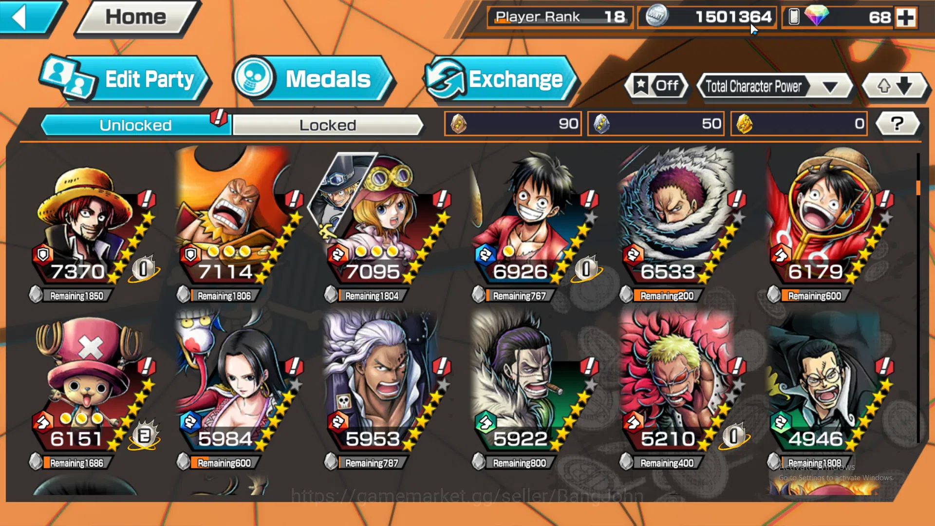 One Piece Bounty Rush Accounts GLOBAL | MAX 6 | EX 2 | GP Roger, LH D. garp, Capt image 11