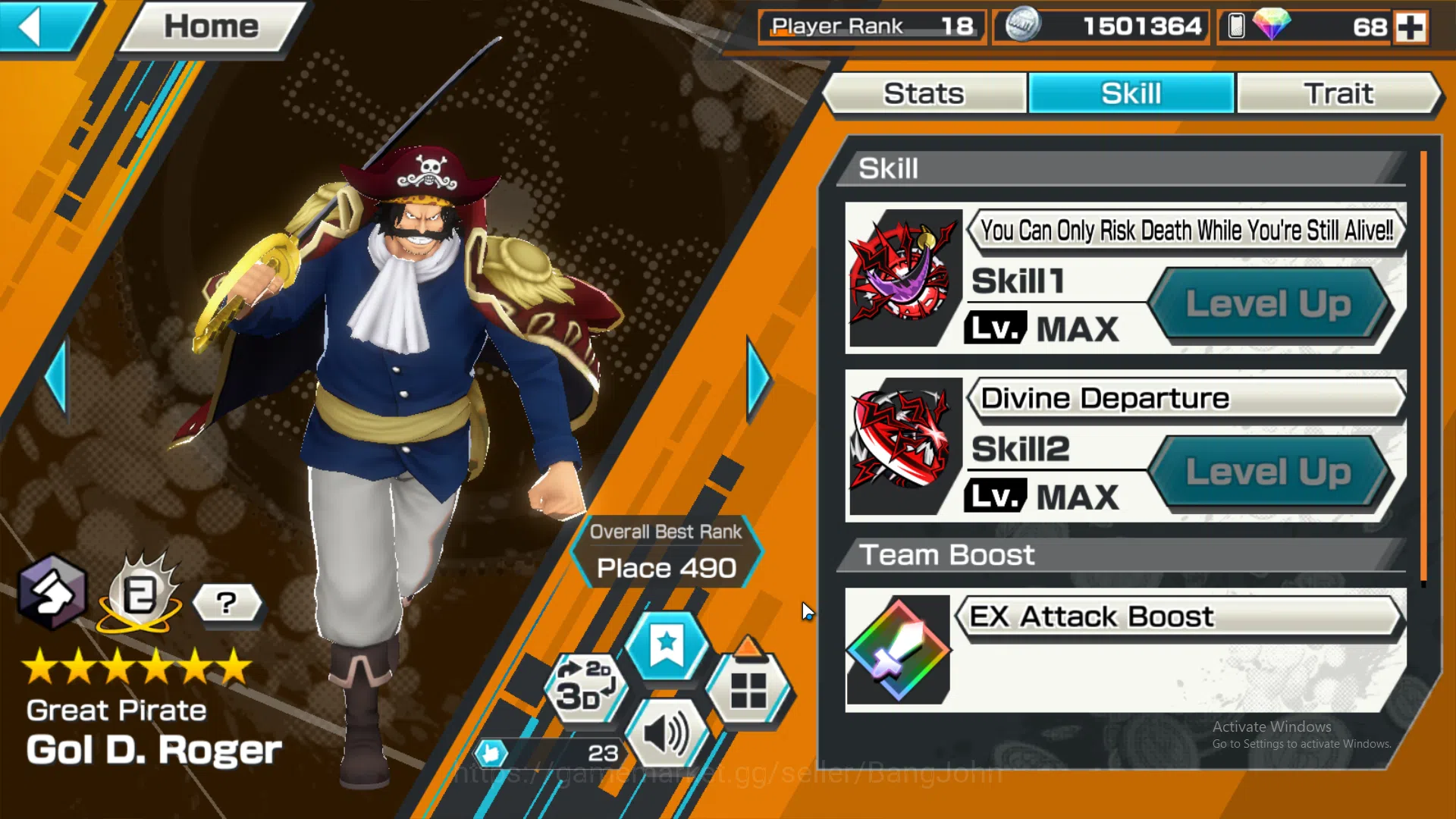One Piece Bounty Rush Accounts GLOBAL | MAX 6 | EX 2 | GP Roger, LH D. garp, Capt image 3
