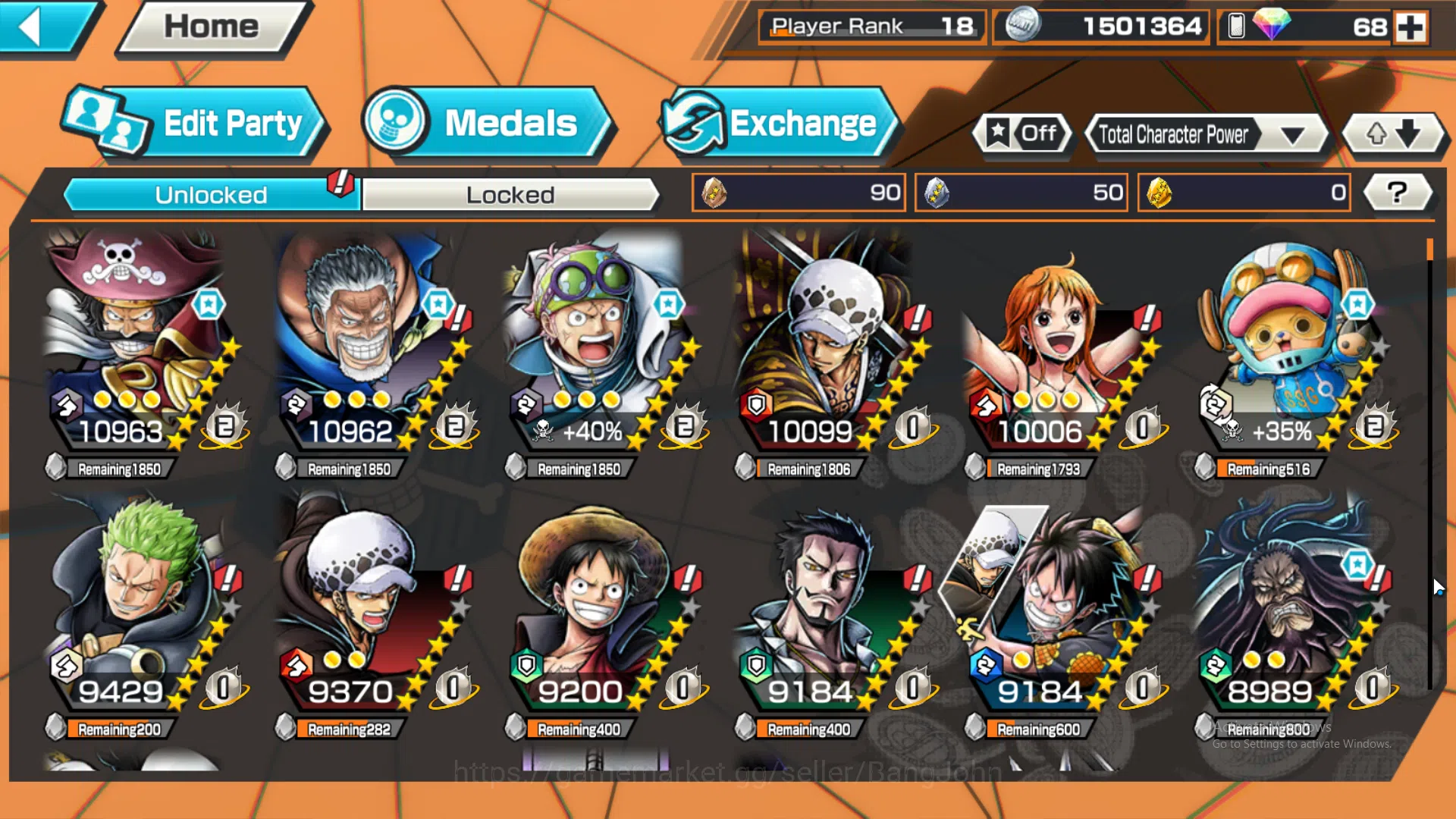 One Piece Bounty Rush Accounts GLOBAL | MAX 6 | EX 2 | GP Roger, LH D. garp, Capt image 9