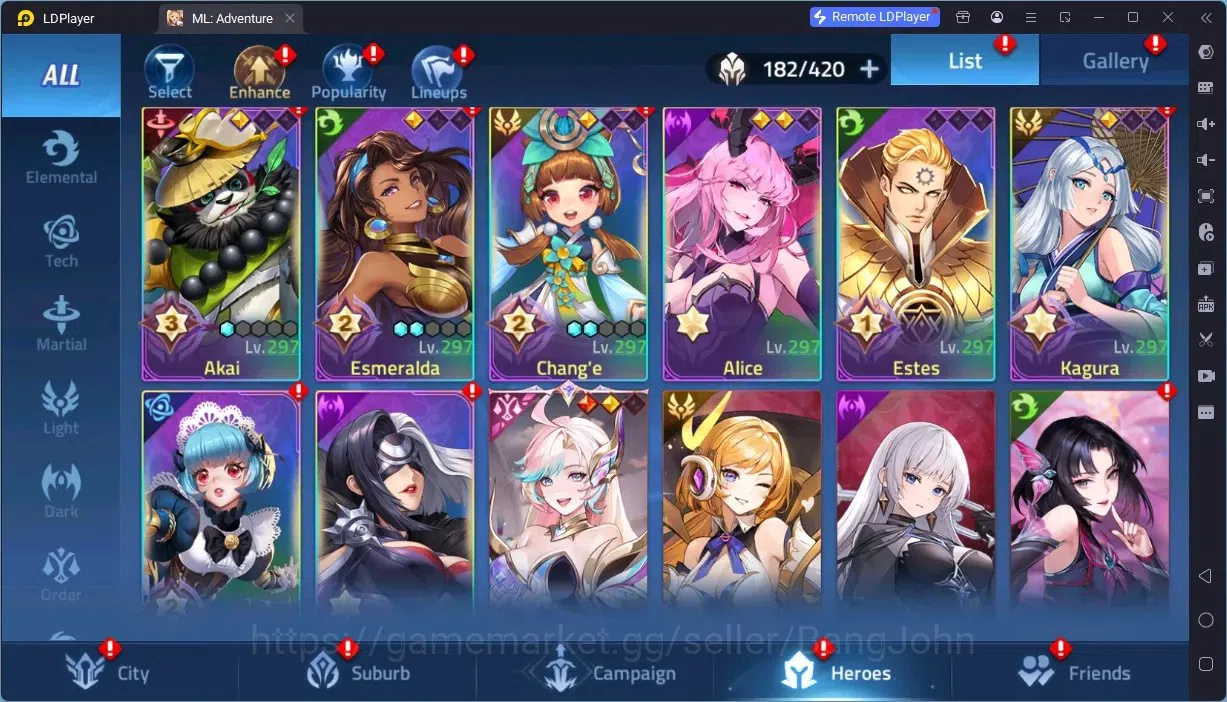 Mobile Legends: Adventure Accounts Global |LV 135|38305k Power |VIP 9|Camp 54-45|Hero 182 |3 UR (Genesis,Crocell,Akashic)|14 4