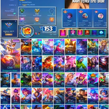 Mobile Legends: Bang Bang Collector #3541 153 Skins | Transformers Roger | Many Epic | image 1