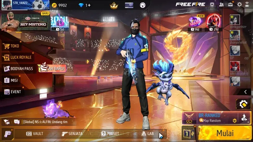 Free Fire Accounts Indonesia |Katana Booyah Day|Skydive Fractured Descent|Collab Bluelock Rin Bundle|27 Vault, 10 Bundle|Log 1