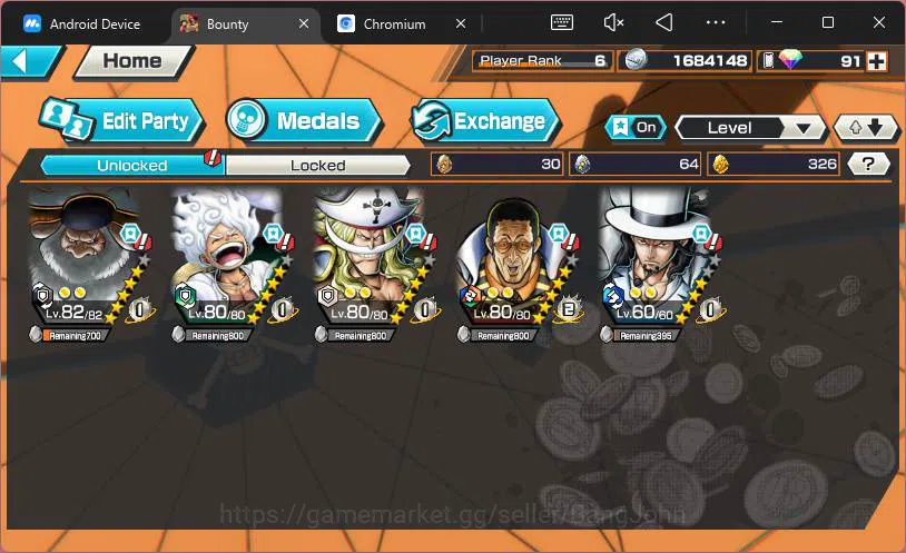 One Piece Bounty Rush Accounts GLOBAL|5 EX|5elders Saturn,Gear5 Luffy,GP Edward N image 2