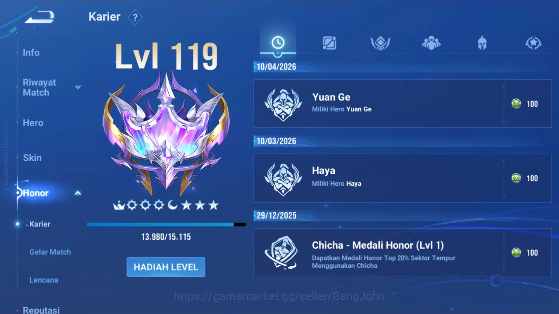 Honor of Kings Accounts Others [GLOBAL] 112H/118S | LGD ALLAIN/WUKONG | KIC LUNA | 2025 NUWA/LAM | LIMIT DOLIA | MANY 7