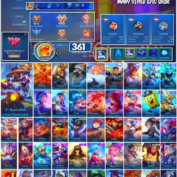 Mobile Legends: Bang Bang Accounts 🔥 #3988 🔥 361 Skins 💎 Exalted Collector IV 👑 Collector Pharsa Empress Phoenix ⚔️