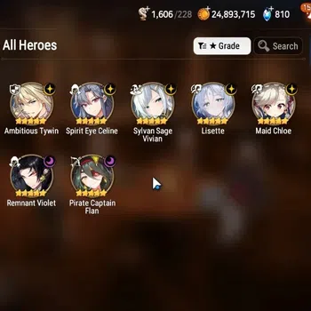 Epic Seven Accounts Limited Hero GLOBAL UnVerif|New Era|7 ML(SE Celine,M.Chloe,Lisette,PC.Flan,Etc),SF