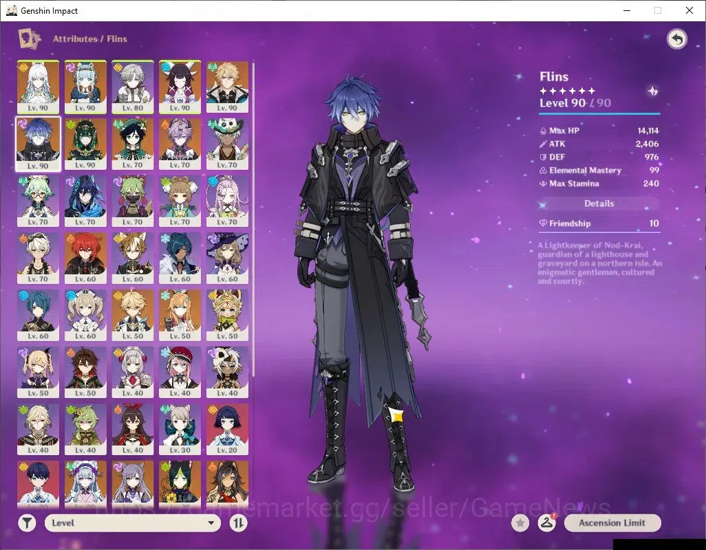 Genshin Impact Accounts ASIA|AR57|PremTeam Flins,Zibai,Varka|9Limited+3(*5 image 7