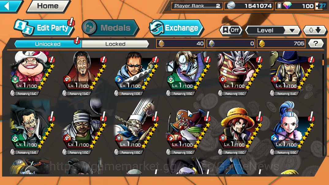 One Piece Bounty Rush Accounts Global|4 EX|Divine Departure Shanks,T5E St.Ethanba image 5