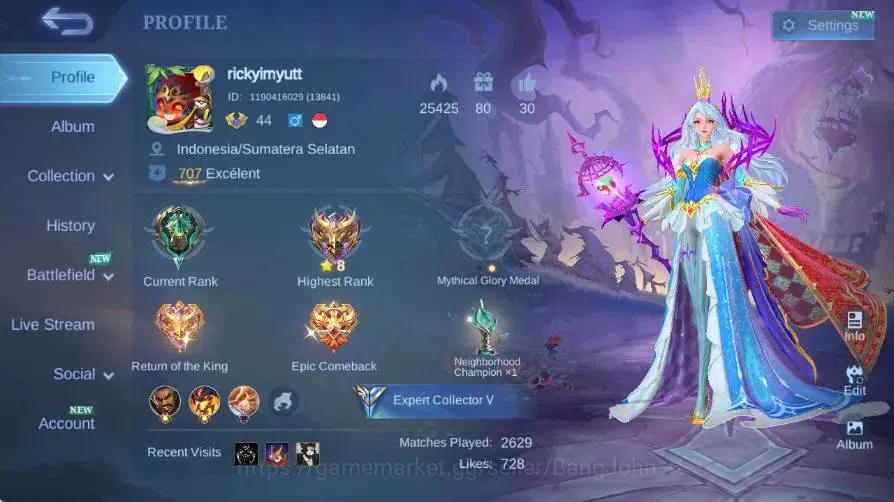 Mobile Legends: Bang Bang Accounts Global|Skin 121|Expert|Zenith Vexana|LuckyBox Eudo image 17