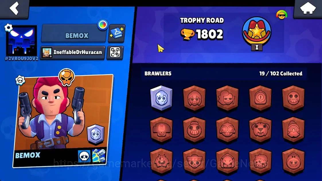 Brawl Stars Accounts 1802Trophy|19 Brawlers 3 Max Lvl [Lumi,Emz,Colt]|14 Skins|1 Legend [Paper Cordel] 1 Myth [Patrol Juju 14