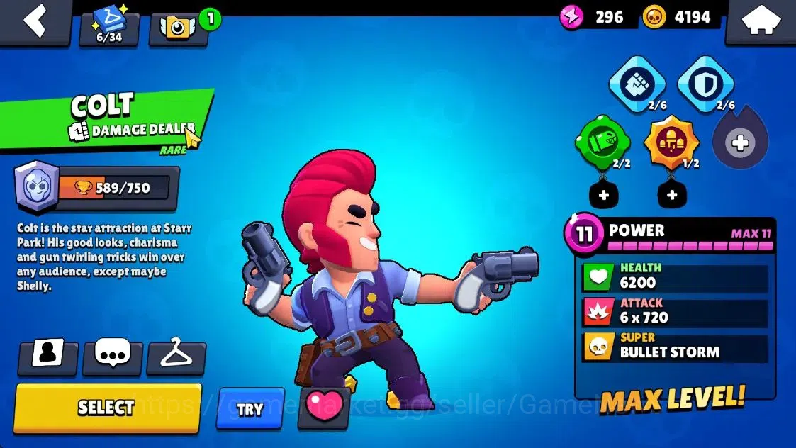 Brawl Stars Accounts 1802Trophy|19 Brawlers 3 Max Lvl [Lumi,Emz,Colt]|14 Skins|1 Legend [Paper Cordel] 1 Myth [Patrol Juju 18