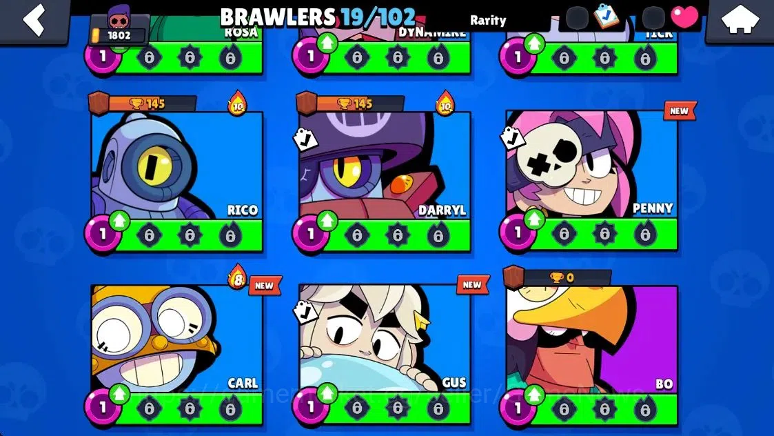 Brawl Stars Accounts 1802Trophy|19 Brawlers 3 Max Lvl [Lumi,Emz,Colt]|14 Skins|1 Legend [Paper Cordel] 1 Myth [Patrol Juju 7
