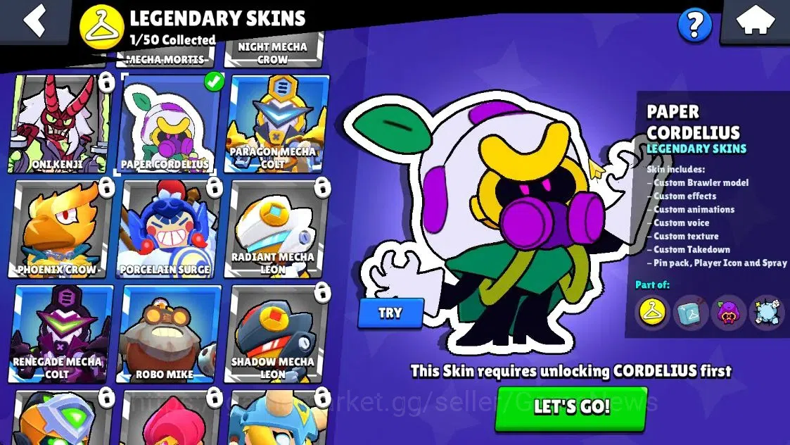 Brawl Stars Accounts 1802Trophy|19 Brawlers 3 Max Lvl [Lumi,Emz,Colt]|14 Skins|1 Legend [Paper Cordel] 1 Myth [Patrol Juju 8