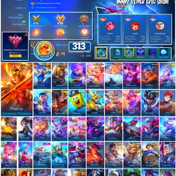 Mobile Legends: Bang Bang Accounts #4361 313 Skins | Guinevere Athena Asamiya (KOF) | Karina Leona (KOF) | Vale Gaara
