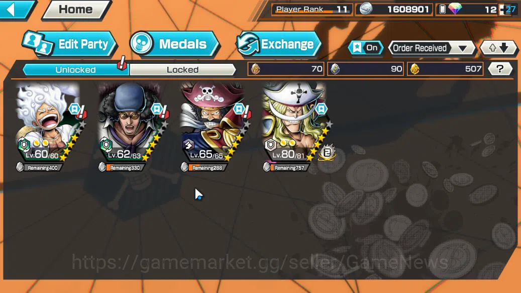 One Piece Bounty Rush Accounts Global| 4 EX|Gear5 D.Luffy,Great Pirate D.Roger,Gr image 4