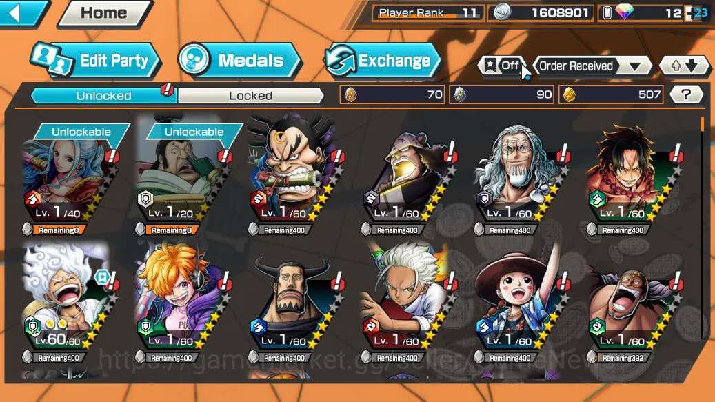 One Piece Bounty Rush Accounts Global| 4 EX|Gear5 D.Luffy,Great Pirate D.Roger,Gr image 5