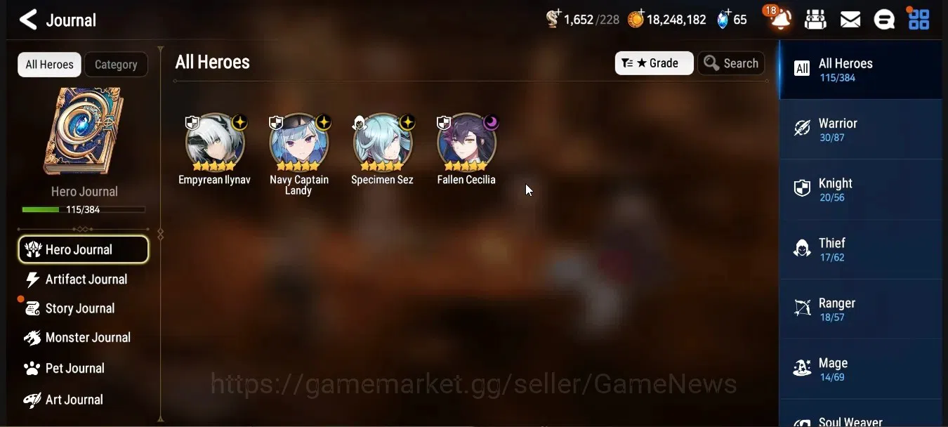 Epic Seven Accounts Starter GLOBAL UnVerif|NewEra|4 ML (E Ilynav,NC Landy,S Sez,F Cecilia) EoA Fumyr,Hecate,Saria,Celine 1