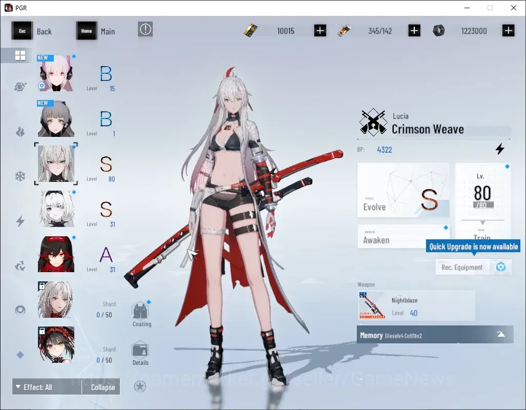 Punishing: Gray Raven Accounts Starter EU|Lv 43|10k BC|S Lucia Crimson Weave + Sign,S No 21 Feral|1 S Omniframe Selector|Log 1