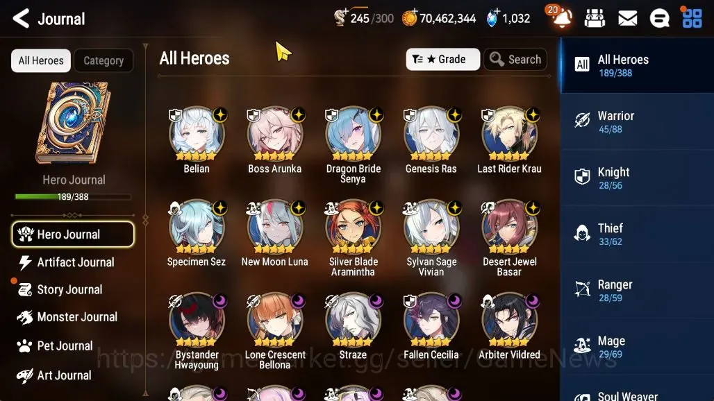 Epic Seven Accounts High-End GLOBAL UnVerif|NewEra|19 ML(BArunka,Har Setti,Belian,NM Luna,G Ras,etc)+HARU,Aube,AB 1