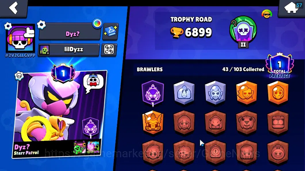 Brawl Stars Accounts 6899 Trophy|43 Brawlers 5 Max|Mortis Full Buffies| image 2