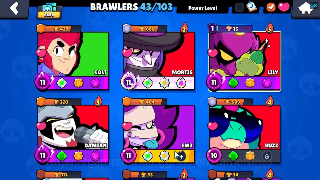 Brawl Stars Accounts 6899 Trophy|43 Brawlers 5 Max|Mortis Full Buffies| image 6