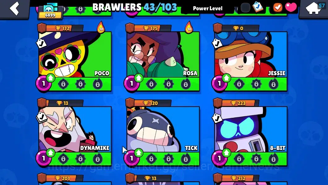 Brawl Stars Accounts 6899 Trophy|43 Brawlers 5 Max|Mortis Full Buffies| image 9