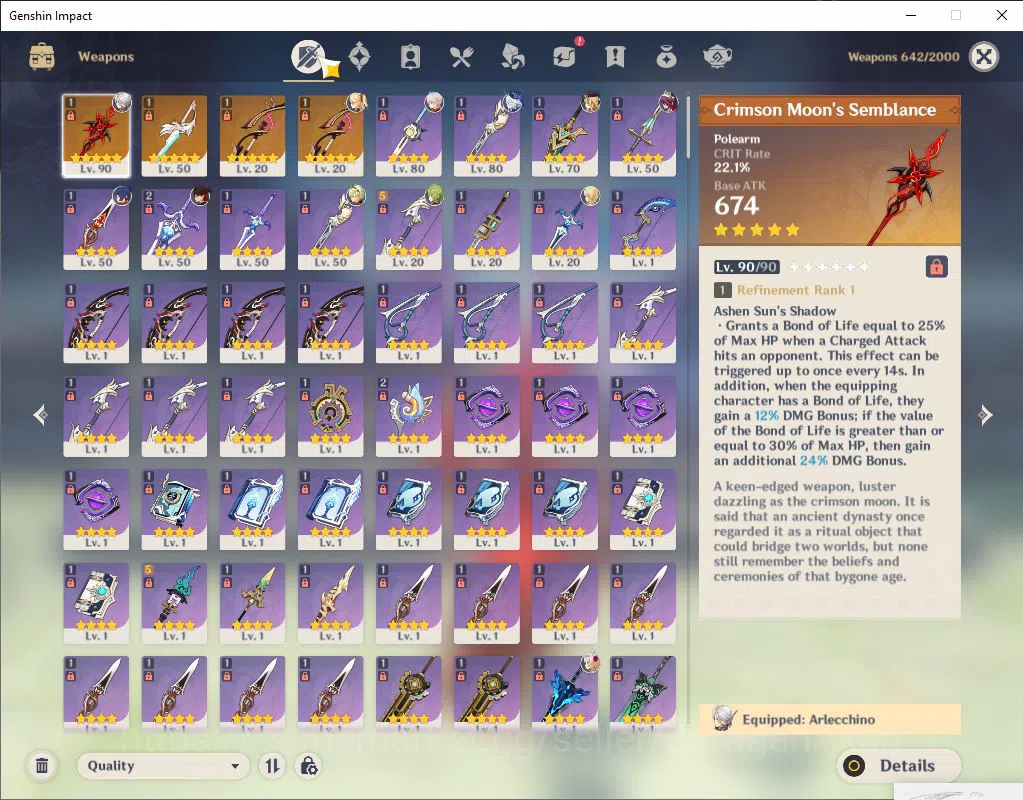 Genshin Impact Accounts ASIA |AR 55 |4LIMITED 4+(5*WEAPON)|(Arlecchino C1) image 5