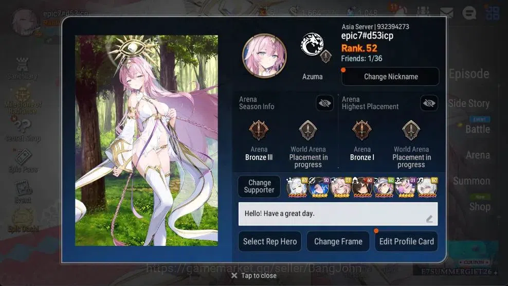 Epic Seven Accounts High-End ASIA | 10 ML(Zio,Belian,CLilias,BArunka,WOTM Tenebria,CCHarles,Etc.)|Bless ON|SS 1K|Gold 1