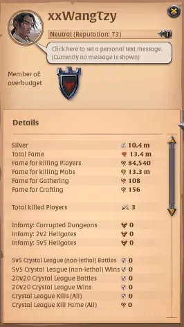 Albion Online Accounts High-End ASIA | 13,4M Total Fame - 10,4M Silver |T8 Deathgivers Lvl 100/120 Build|503 Learning 1