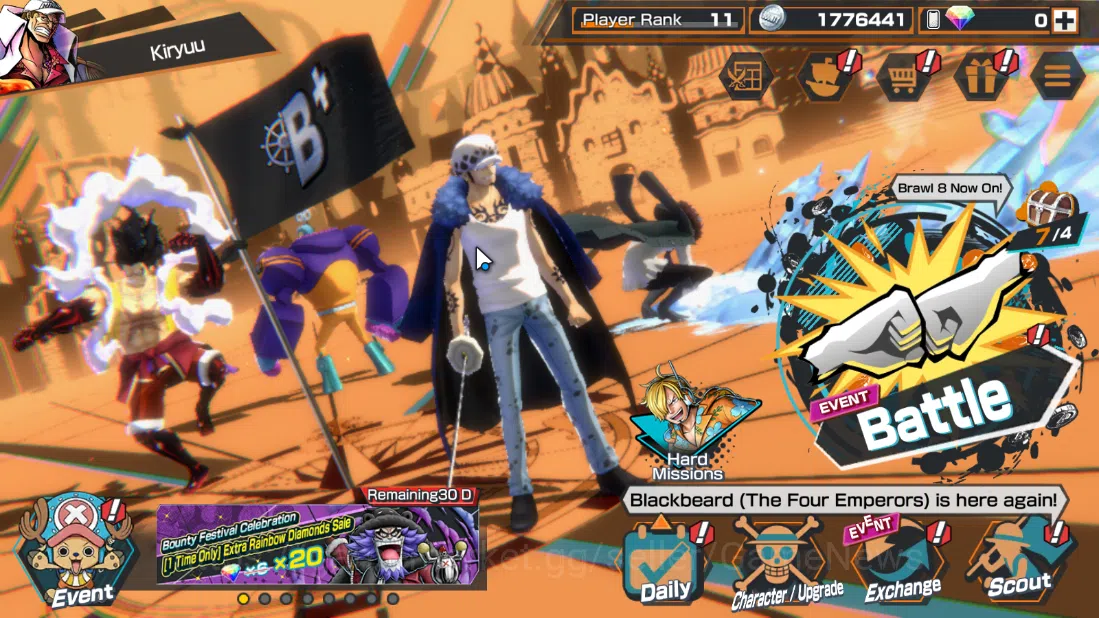 One Piece Bounty Rush Accounts Global|3EX|MWD Luffy,Winner Island Trafalgar Law,B image 1