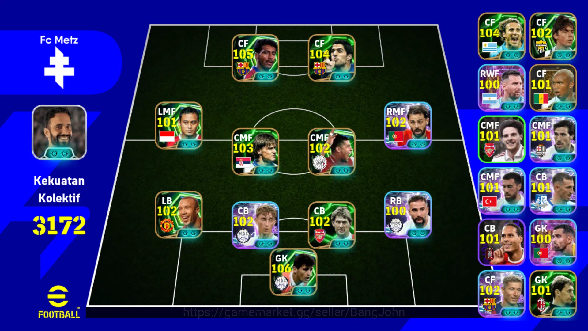Power 3172 | Romario Epic db | Suarez Epic db | Casillas Epic db | Rijkaard | Bernado silva | Atep | Tomy adams ~ EFB739B eFootball Others Power 3172 | Romario Epic db | Suarez Epic db | Ca image 1