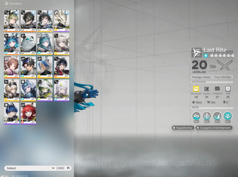 Asia LVL 9 | Fresh Starter + 3 Meta SSR (Last Rite + Lifeng P1 + Ardelia) + 9 SR Character |Skip Tutorial| GrypLink| (END889) Arknights: Endfield Accounts Asia LVL 9 | Fresh Starter + 3 Meta SSR (Last Rite image 1